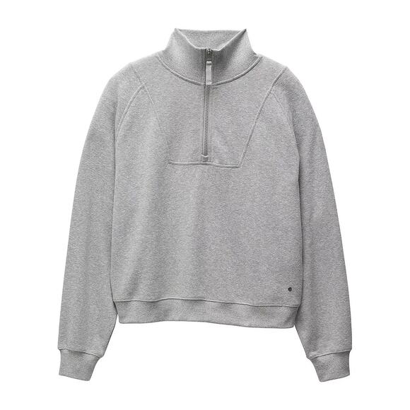 prAna Tops - Prana Cozy Up Pullover 1/2 Zip Fleece Lined Hemp Blend Travel Lounge Hike Gray L